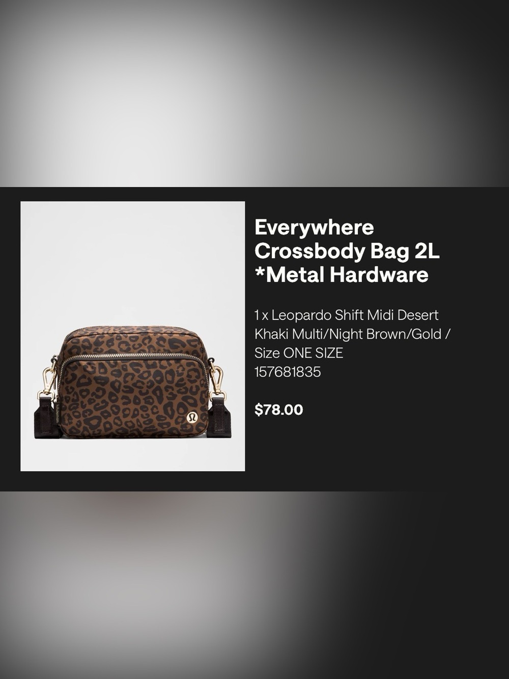 NEW! Everywhere Crossbody Bag 2L *Metal Hardware leopard - Picture 6 of 9